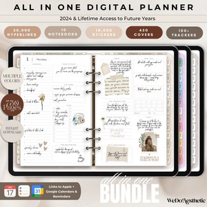 All-in-One Dated Digital Planner 2024, 2025, Budget, Fitness, Notebook, Daily Planner, Goodnotes Planner, iPad Planner, Notability Planner