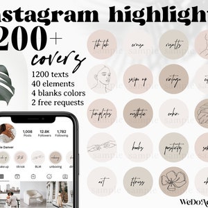 1200+ Instagram Highlights Covers, Handwritten IG Highlight Icons, Story Highlights Natural Colors, Social Media Story Highlights Covers