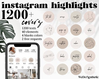 1200+ Instagram Highlights Covers, Handwritten IG Highlight Icons, Story Highlights Natural Colors, Social Media Story Highlights Covers