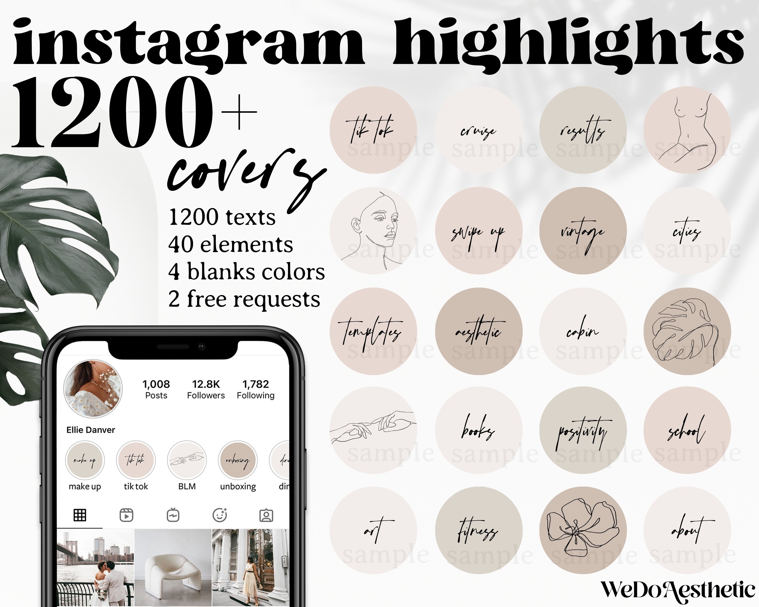 1200 Instagram Highlights Covers Handwritten IG Highlight - Etsy