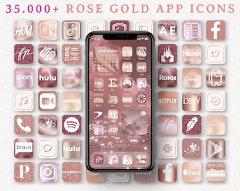 35,000+ IOS14 App Icons, Rose Gold Aesthetic, App Covers Pink, Icons Bundle, App Covers Rose, App Icons Rose Gold, Iphone Icons Glitter