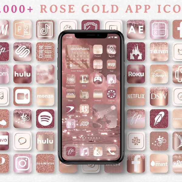 35,000+ IOS14 App Icons, Rose Gold Aesthetic, App Covers Pink, Icons Bundle, App Covers Rose, App Icons Rose Gold, Iphone Icons Glitter