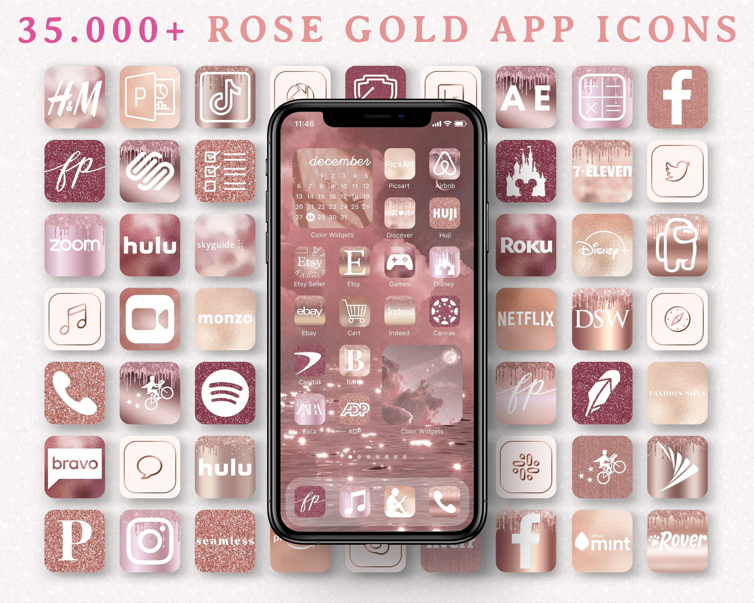 35000 Ios14 App Icons Rose Gold Aesthetic App Covers Pink Etsy Norway