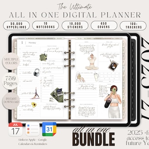 All-in-One Dated Digital Planner 2025, 2026, Budget, Fitness, Notebook, Daily Planner, Goodnotes Planner, iPad Planner, Notability Planner