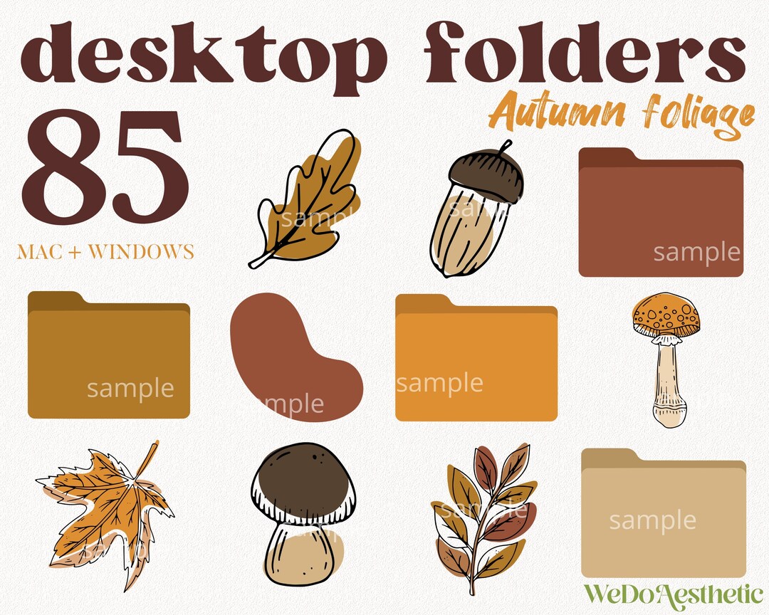 Fall Theme File Folder 85 Autumn Fall Desktop Folder Icons, Mac + Windows Folders Icons, Mac ...