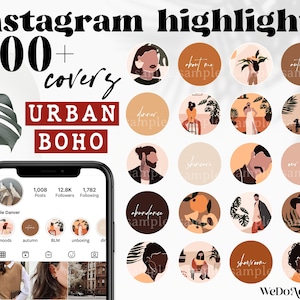 335 Urban Boho Instagram Highlights Covers, IG Highlight Icons, Illustrated Story Highlights, Social Media Story Highlights Business Kit