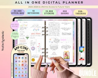2025-2027 All-in-One Dated Digital Planner, Budget, Fitness, Notebook, Daily Planner, Goodnotes Planner, iPad Planner, Autumn Fall Planner
