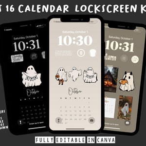 IOS 16 Editable Lockscreen Widgets, IOS 16, Homescreen, iOS 16 Wallpapers, IOS16 Fall Halloween Widgets, iOS 16 Calendar Wallpaper, Editable