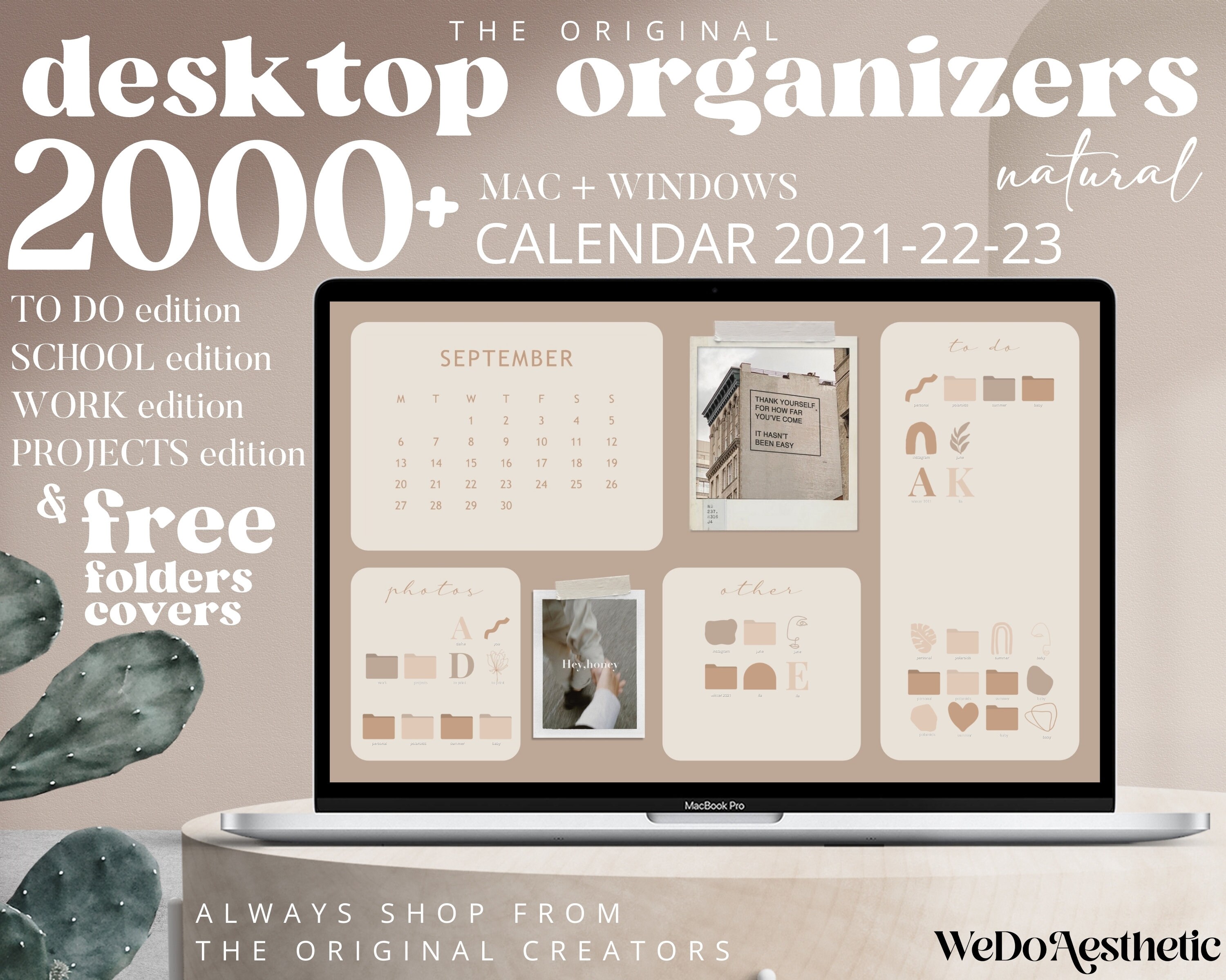 Free Desktop Calendar Wallpaper 2023 Calendar 2021 2022 2023 Desktop Organizer Wallpaper Folder | Etsy