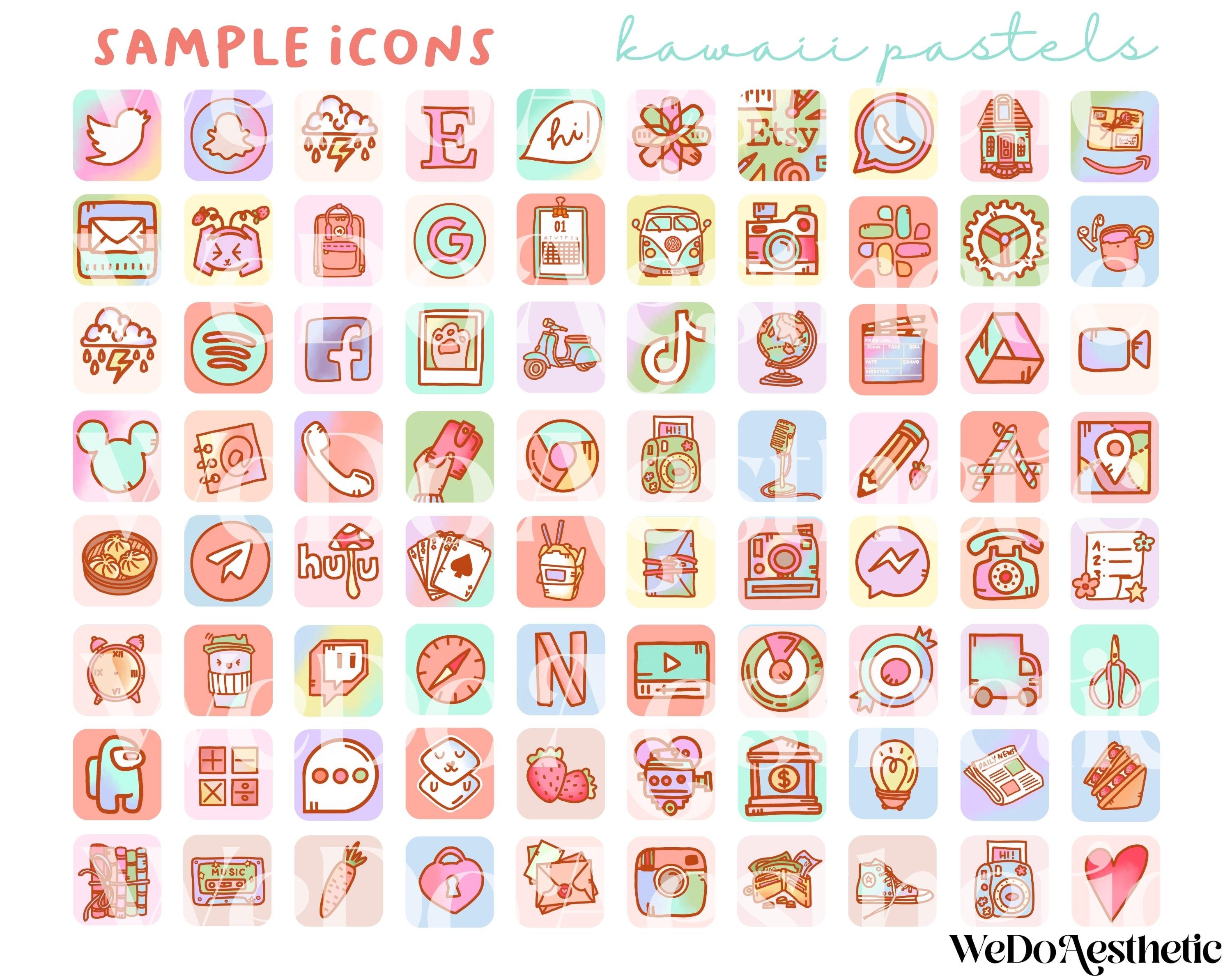 Kawaii Pastels MAIN PACK Hand Drawn IOS15 App Icons IOS14 Etsy