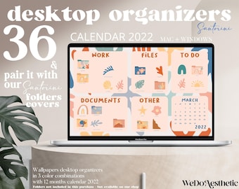 CALENDAR 2022 Desktop Wallpaper - Desktop Wallpaper Organizer, MacBook Folder Icon, Mac Colorful Minimal Wallpaper, Windows Organizer Folder