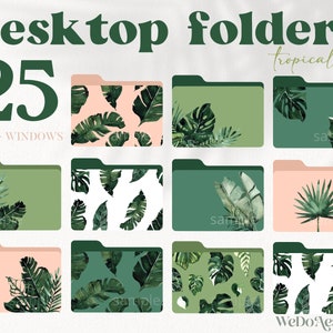 25 Desktop Folder Icons, Mac + Windows Folders Icons, Tropical Plant Folders, Summer Mac Folders, Computer Folders, Desktop Organizer Bundle
