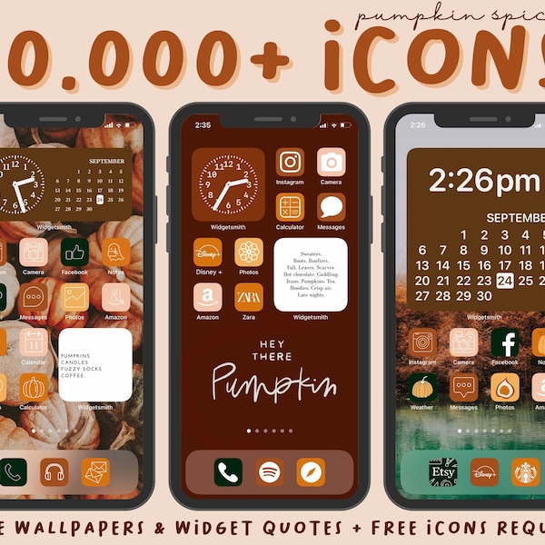 10.000+ IOS14 Pumpkin Spice App Icons, Fall Aesthetic Theme, Icons Mega Bundle, IOS14 App Covers, Widgets, Autumn Icons iPhone + Android