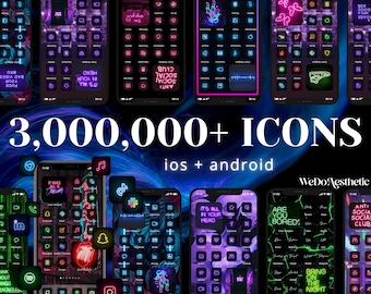 3 Mil+ IOS14 App Icons, Cyberpunk App Icons, IOS15 Aesthetic, IOS14 Neon App Icons, App Icons Iphone Android, Neon aesthetic, Neon icon pack