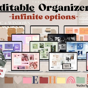 EDITABLE Desktop Wallpaper Organizers + Folder Icons, Mega Bundle Mac + Windows, Calendar 2023 & 2024, School Work Business Productivity