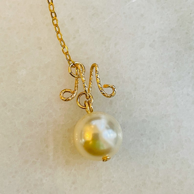 High quality Gift for her Long pear dangle Adjustable bead choker 14K gold filled for sensitive skin Personalized initial necklace