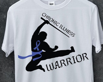 Chronic Illness Warrior Blue SVG, Colon Cancer Svg, Alopecia Awareness Svg, Restless Leg, Huntingtons Disease, Awareness Ribbon Svg