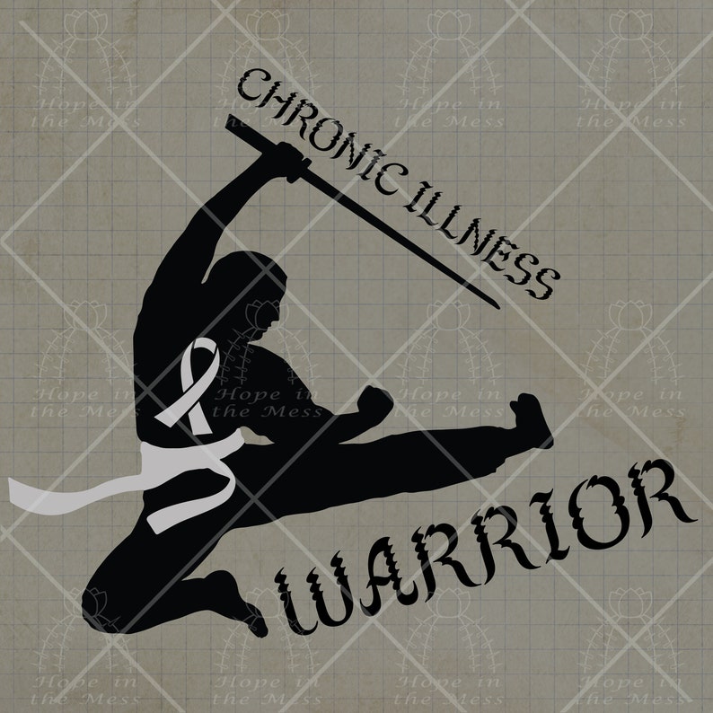 Chronic Illness Warrior Gray SVG, Asthma, Parkinson's Disease, Schizophrenia, Diabetes Svg, Awareness Ribbon Svg image 2