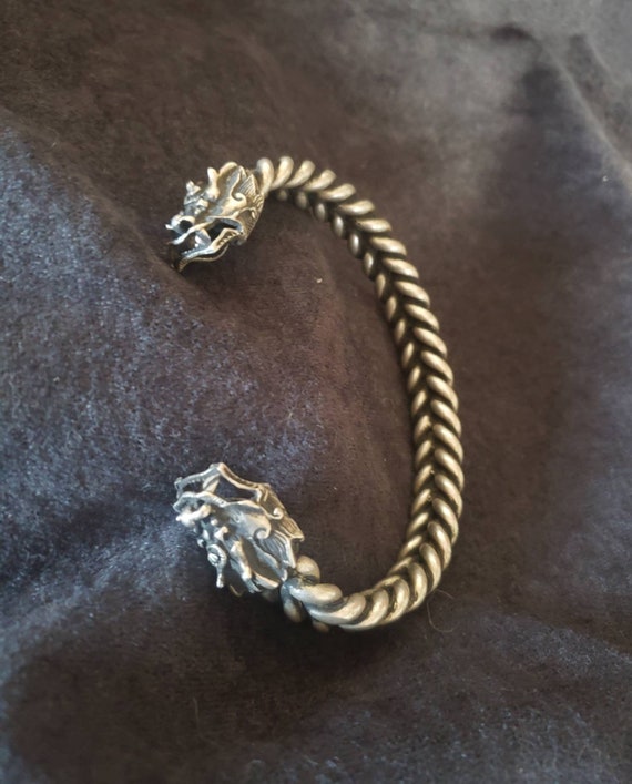 Double Dragon Tribal Cuff. Vintage Tibeten Bracel… - image 8