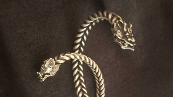 Double Dragon Tribal Cuff. Vintage Tibeten Bracel… - image 3