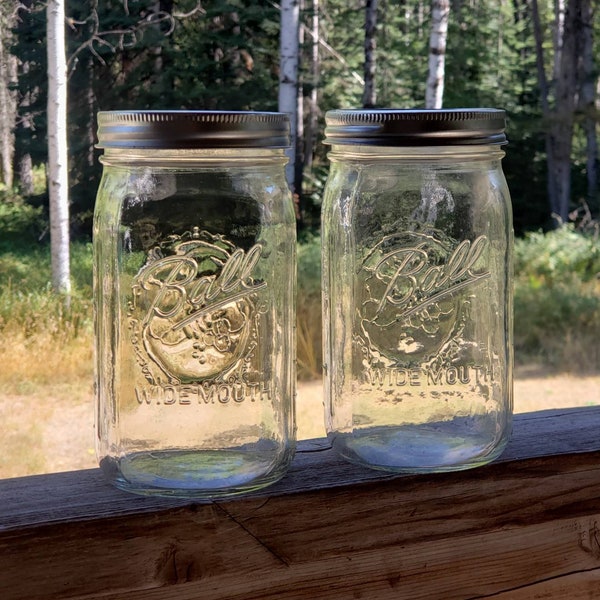 Reserved: Heather Ball (1975-Present) Wide Mouth Quart Jar. Mason w/New Lid. Vintage Canning, Storage, DIY project, Decor & Gifts.