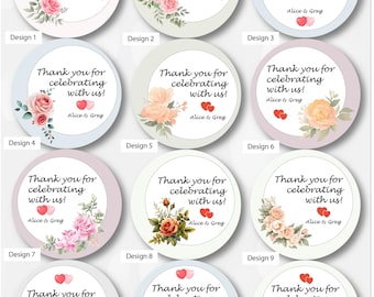 Aangepaste stickers, trouwstickers, bedankstickers, stickers trouwbedankjes – gepersonaliseerde 2,5-inch labels