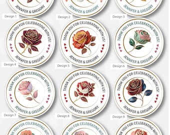 Aangepaste stickers, trouwstickers, bedankstickers, stickers trouwbedankjes – gepersonaliseerde 2,5-inch labels