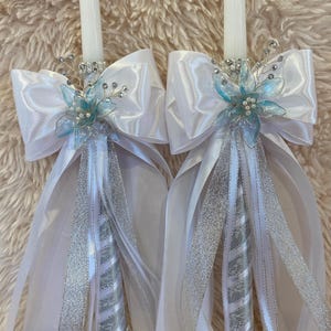 Eastern Orthodox Wedding Candles, Handmade Lambades with Floral Embellishment, 18inch, Set of Two