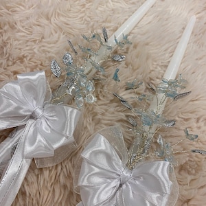 NEW for 2025! Eastern Orthodox/Greek Church Wedding Candles, wire and dip resin flowers