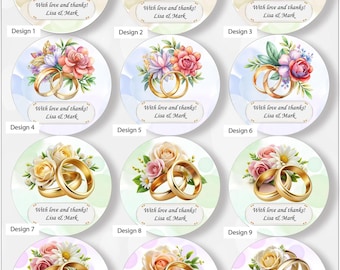 Aangepaste stickers, trouwstickers, bedankstickers, stickers trouwbedankjes – gepersonaliseerde 2,5-inch labels