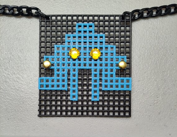 Space Invaders space squid necklace
