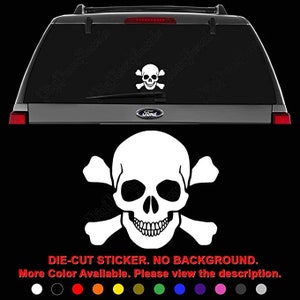 Death Skull Crossbones Die Cut Vinyl Decal Sticker for Car Truck Motorcycle Vehicle Window Bumper Wall Decor Laptop Helmet