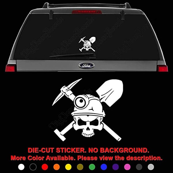 thumbnail image 2 of 3-pack Roof Bolter Miner Skull Stickers—coal Mining Tool Box Hard Hat Helmet Decals. StickerPirate WV H407. 2 of 3