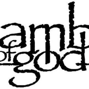 May include: Black and white logo for the band Lamb of God. The band's name is written in a stylized font.