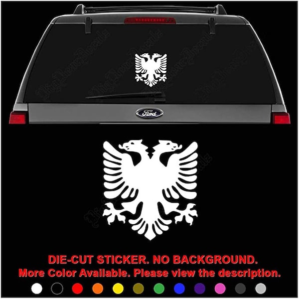 Made In USA - Albanian Eagle Albania Flag Die Cut Vinyl Decal Sticker for Car Truck Motorcycle Vehicle Window Bumper Wall Decor