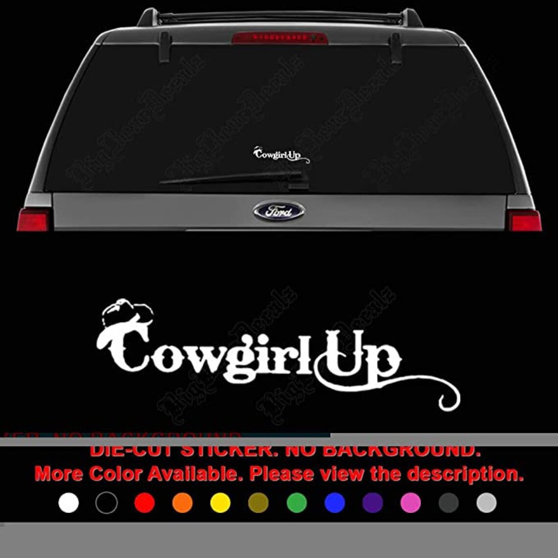 thumbnail image 2 of COWGIRL UP Horseshoe Vinyl Decal - Vertical Windshield Sticker For Truck, Car, SUV 2 of 4