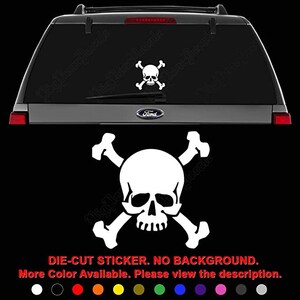 Death Skull Crossbones Die Cut Vinyl Decal Sticker for Car Truck Motorcycle Vehicle Window Bumper Wall Decor Laptop Helmet