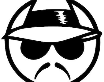 Lowrider Guy Face - Sticker Graphic - Auto, Wall, Laptop, Cell, Truck Sticker for Windows, Cars, Trucks