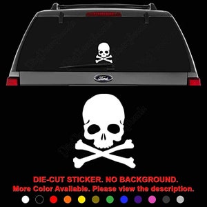 Death Skull Crossbones Die Cut Vinyl Decal Sticker for Car Truck Motorcycle Vehicle Window Bumper Wall Decor Laptop Helmet