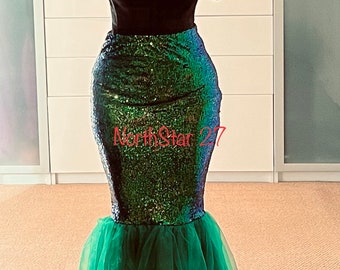 Women's Mermaid Tail Sequin Maxi Skirt