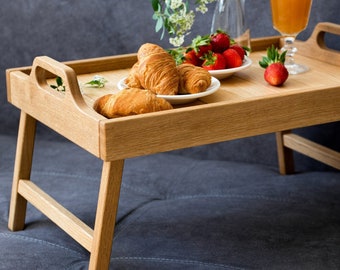 Breakfast tray, folding legs tray with handles, bed wooden coffee table, breakfast serving table tray, laptop stand, breakfast in bed