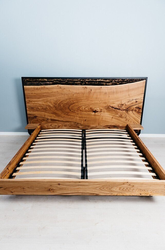 Wooden Modern Bed Frame, Brown Bed Frame, Platform Bed Frame Queen