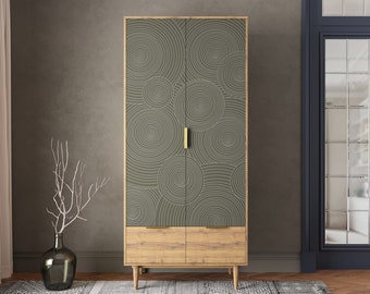 Two-door Wardrobe with Drawers, Quality Wooden Wardrobe, Wardrobe for Organizing Clothes