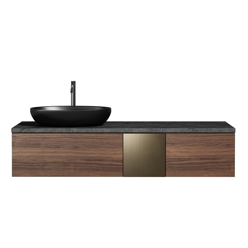 Walnut Bathroom Vanity Unit With Drawers, Handmade Wood Vanity