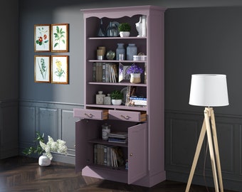 Houten boekenkast, boekenkast in Provençaalse stijl, comfortabele boekenkast, boekenkast, vitrine, massief houten kledingkast, ruime kledingkast, Provence kledingkast