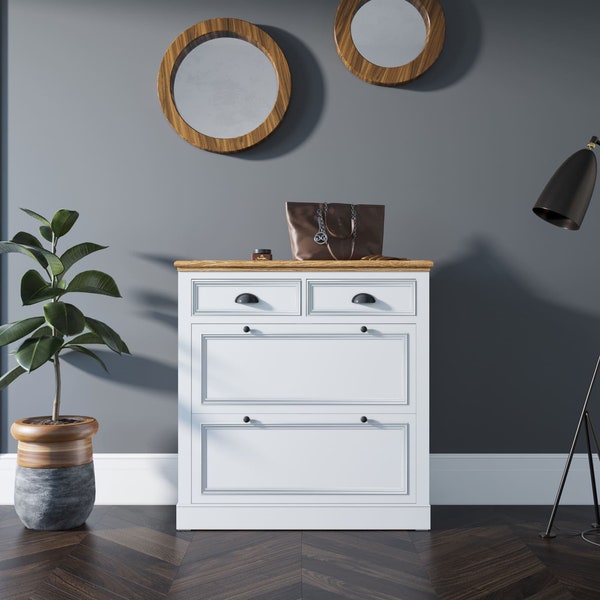 White Wooden Chest of Drawers for Shoes