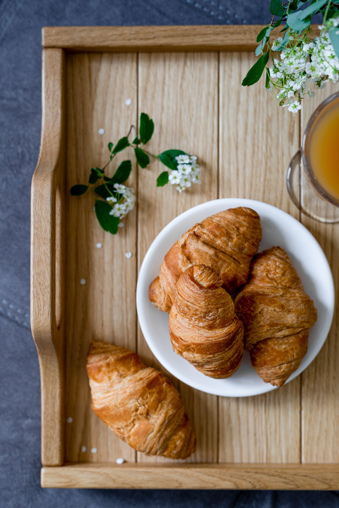 Breakfast Tray, Folding Legs Tray With Handles, Bed Wooden Coffee Table
