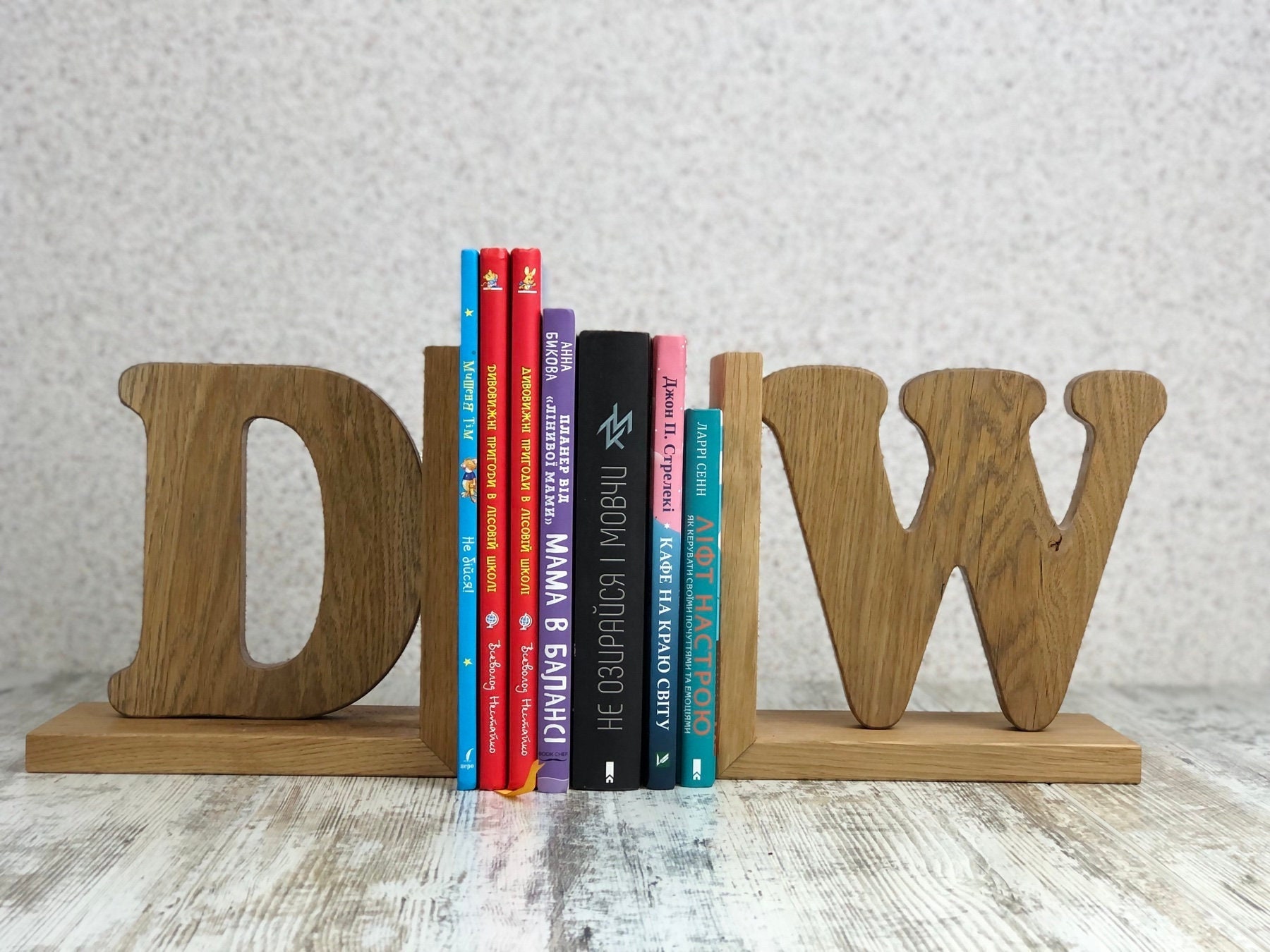 Personalised Wood Bookend, Bookends for Kids Room, Initials Baby