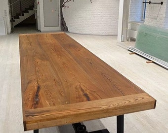 Dining Table With Wooden Legs, Wooden Table For Living Room, Solid Wood and Table with Metal Leg
