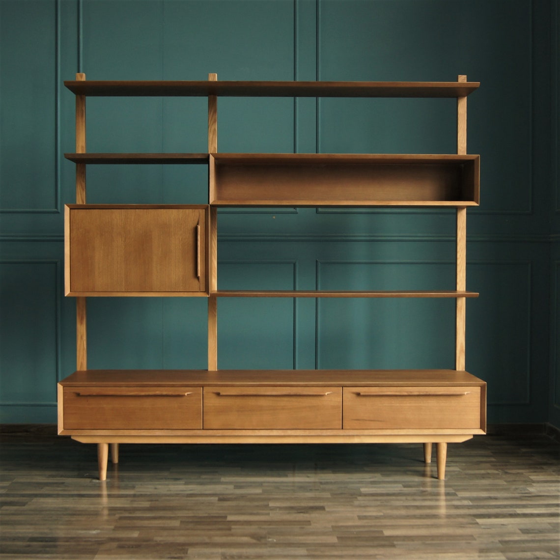 Scandinavian-style Wooden Shelving With Drawers - Etsy